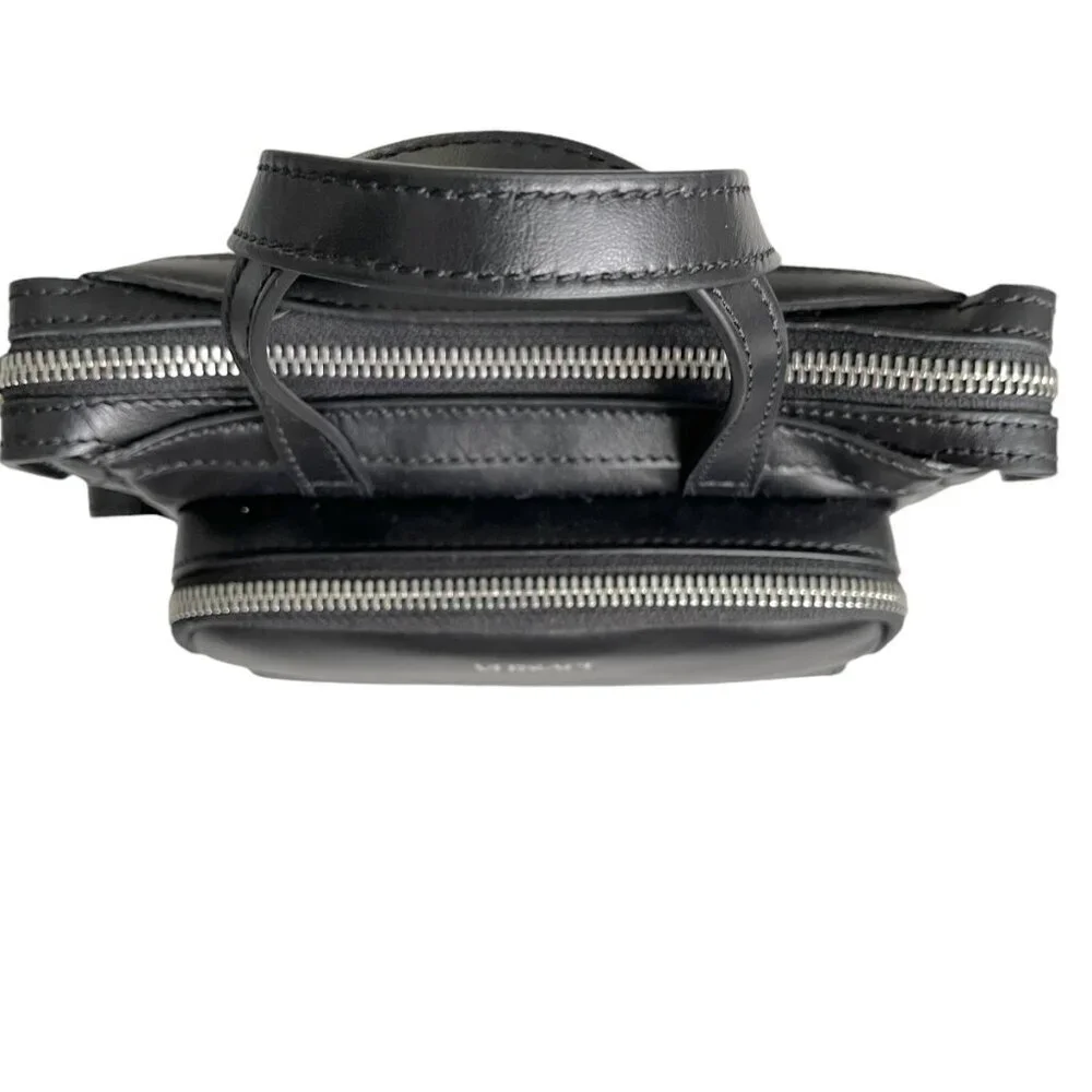 Versace Black Men's Leather multi-compartment messenger‎ shoulder bag 1012234